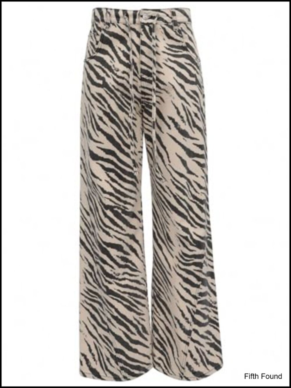 Unisex Y2K Zebra Print Baggy Jeans High Rise Drawstring Wide Leg